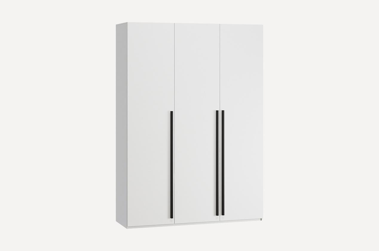 wardrobe with 3 doors and black handles